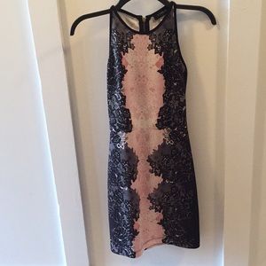 Black and light pink dress
